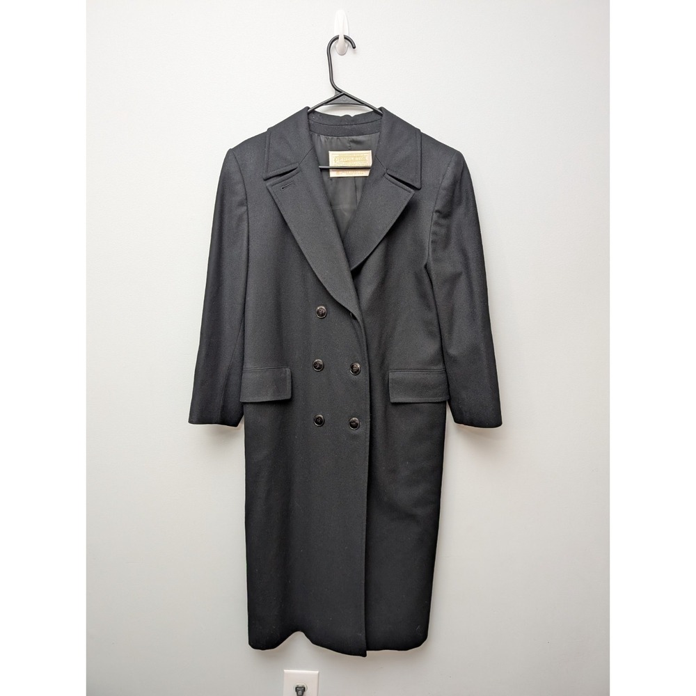 X2 PENDLETON Vintage 100% Virgin Wool Black Trench Coat Women's 12‎